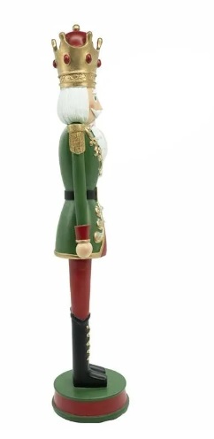 Schiaccianoci in resina con luci led giacca verde e pantaloni rossi - H. 55.5 cm